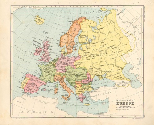 1891 vittoriano mappa europa - mappa,
