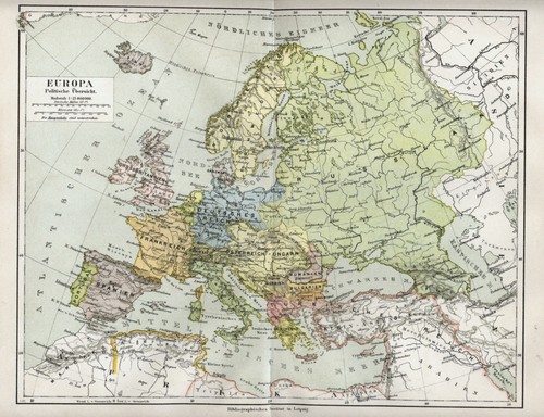 1898 antica mappa europa - 1898,