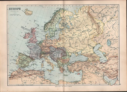 1895 vittoriano mappa europa - ~,